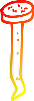 warm gradient line drawing cartoon old nail vector