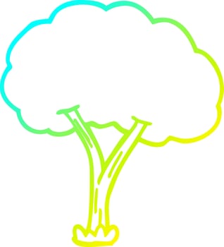 cold gradient line drawing cartoon blooming tree vector
