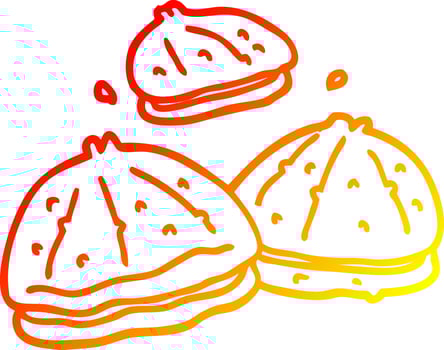 warm gradient line drawing cartoon fresh oysters vector