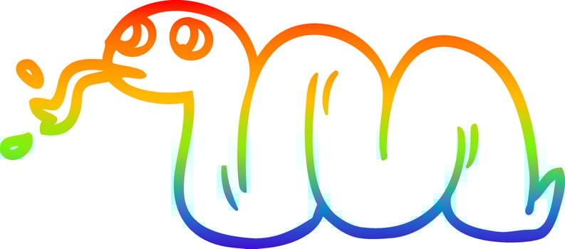 rainbow gradient line drawing cartoon snake vector