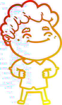 warm gradient line drawing cartoon friendly man vector