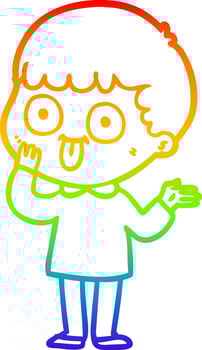 rainbow gradient line drawing cartoon man staring vector