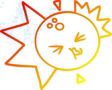 warm gradient line drawing cartoon bowling ball striking vector