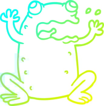 cold gradient line drawing cartoon crazy frog vector