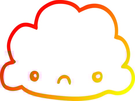 warm gradient line drawing cartoon cloud vector