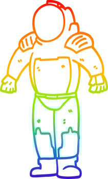 rainbow gradient line drawing cartoon space man vector