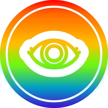 staring eye circular in rainbow spectrum vector