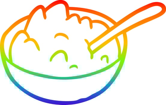 rainbow gradient line drawing bowl of porridge vector