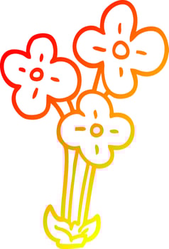 warm gradient line drawing cartoon bunch of flowers vector