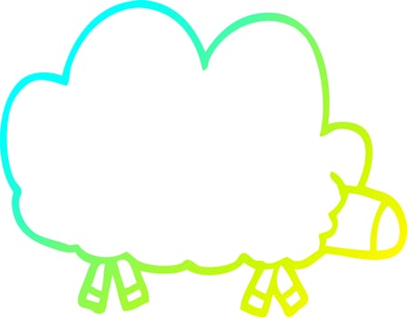cold gradient line drawing cartoon sheep vector