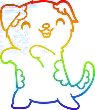 rainbow gradient line drawing cute cartoon puppy vector