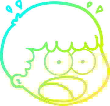 cold gradient line drawing cartoon male face vector