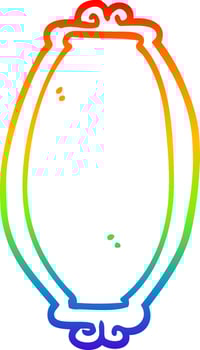 rainbow gradient line drawing cartoon mirror vector
