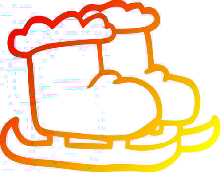 warm gradient line drawing cartoon ice skating boots vector
