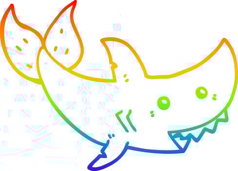 rainbow gradient line drawing cartoon shark vector