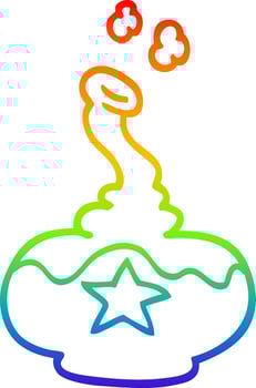 rainbow gradient line drawing cartoon potion vector