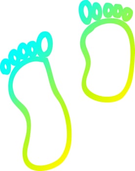 cold gradient line drawing cartoon foot prints vector