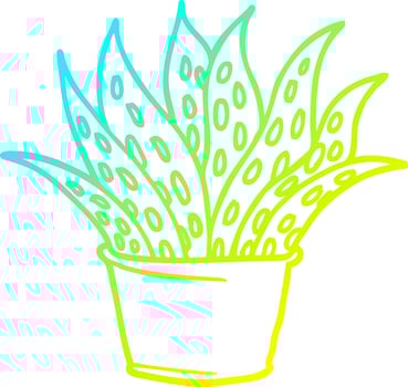 cold gradient line drawing cartoon house plant vector