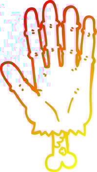 warm gradient line drawing cartoon zombie hand vector