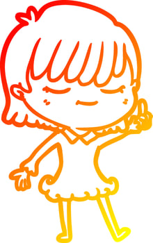 warm gradient line drawing cartoon woman vector