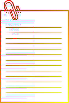 warm gradient line drawing cartoon lined paper with paperclip vector