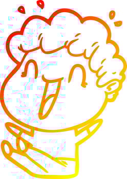 warm gradient line drawing cartoon happy man vector