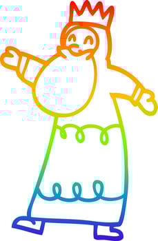 rainbow gradient line drawing cartoon wise king vector