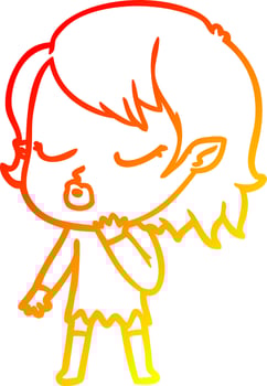 warm gradient line drawing cute cartoon vampire girl vector