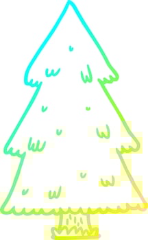 cold gradient line drawing christmas tree vector