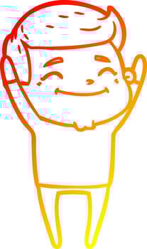 warm gradient line drawing happy cartoon man vector