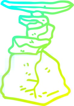 cold gradient line drawing cartoon stacked rocks vector