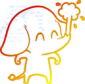 warm gradient line drawing cute cartoon elephant spouting water vector