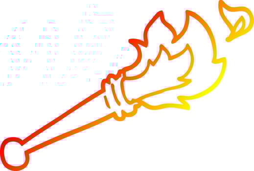 warm gradient line drawing cartoon sports torch vector