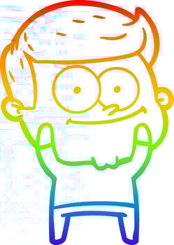 rainbow gradient line drawing cartoon happy man vector