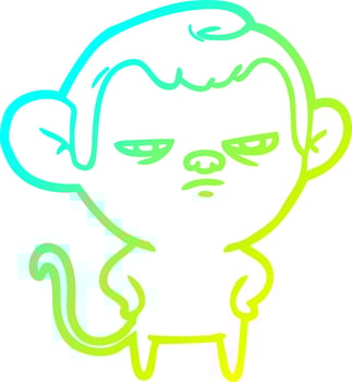 cold gradient line drawing cartoon monkey vector