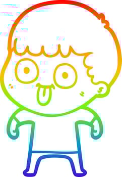rainbow gradient line drawing cartoon man staring vector