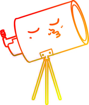 warm gradient line drawing cartoon telescope with face vector