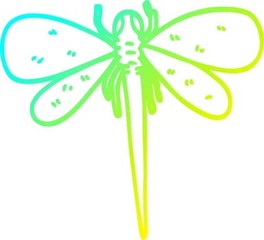 cold gradient line drawing cartoon dragonfly vector
