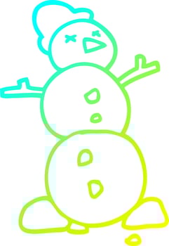 cold gradient line drawing cartoon traditional snowman vector