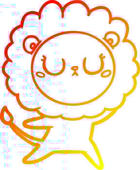 warm gradient line drawing cartoon lion dancing vector