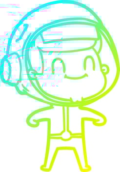 cold gradient line drawing happy cartoon astronaut vector