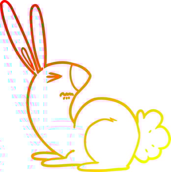 warm gradient line drawing cartoon annoyed rabbit vector