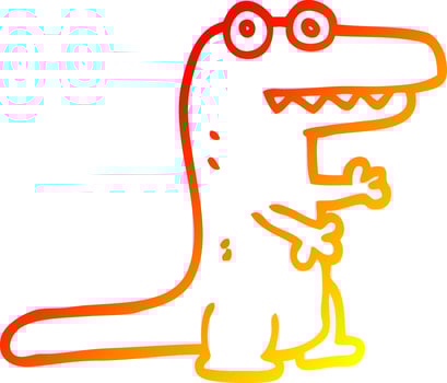 warm gradient line drawing cartoon crocodile vector