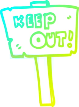 cold gradient line drawing cartoon sign post vector