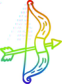 rainbow gradient line drawing cartoon bow and arrow vector