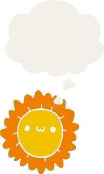 cartoon flower and thought bubble in retro style vector