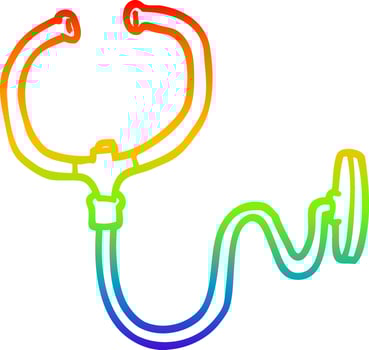 rainbow gradient line drawing cartoon stethoscope vector