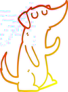warm gradient line drawing cartoon dog vector