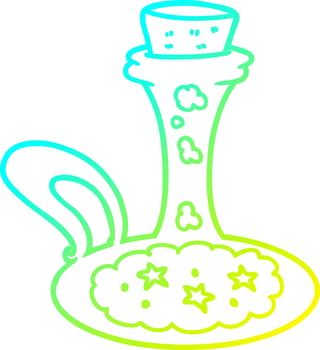 cold gradient line drawing cartoon magic potion vector