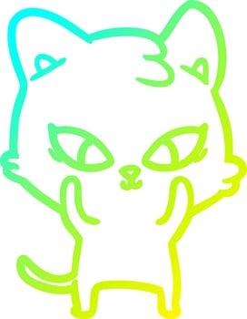 cold gradient line drawing cute cartoon cat vector